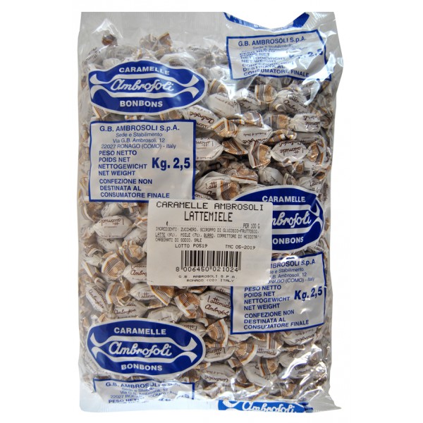 Ambrosoli caramelle al latte/miele sacchetto kg.2,5