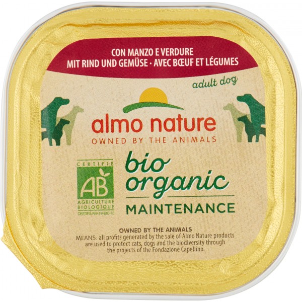 Almo nature bio organic Maintenance adult dog con Manzo e Verdure 100 gr.