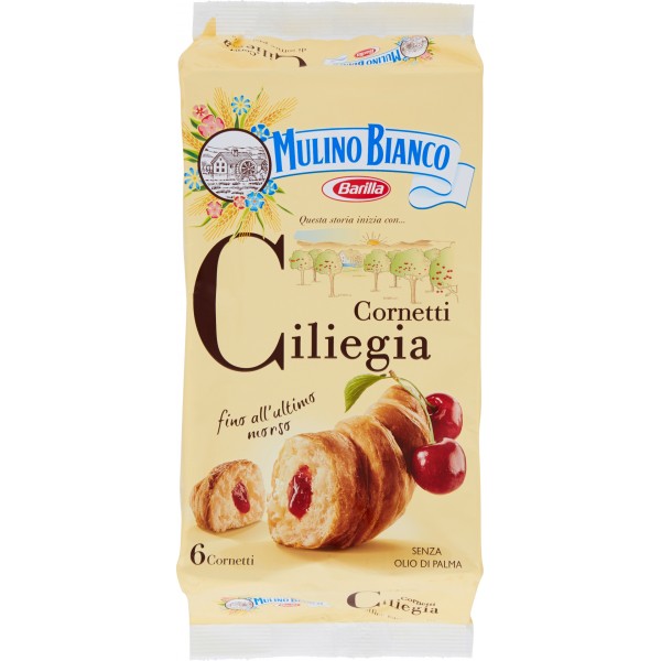 Mulino Bianco cornetti alla ciliegia pezzi 6 x gr.50 Mulino Bianco cornetti alla ciliegia pezzi 6 x gr.50