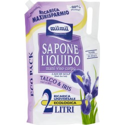 milmil Sapone Liquido Talco & Iris Ricarica Universale Ecologica 2 Litri