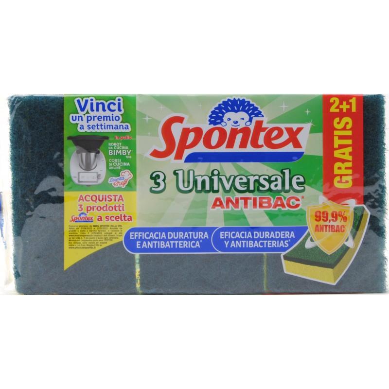 Spontex Spugna Abrasiva Anti Grasso: Per Superfici Robusthe, Lato Viscosa Assorbente, Forma Per Angoli Difficili