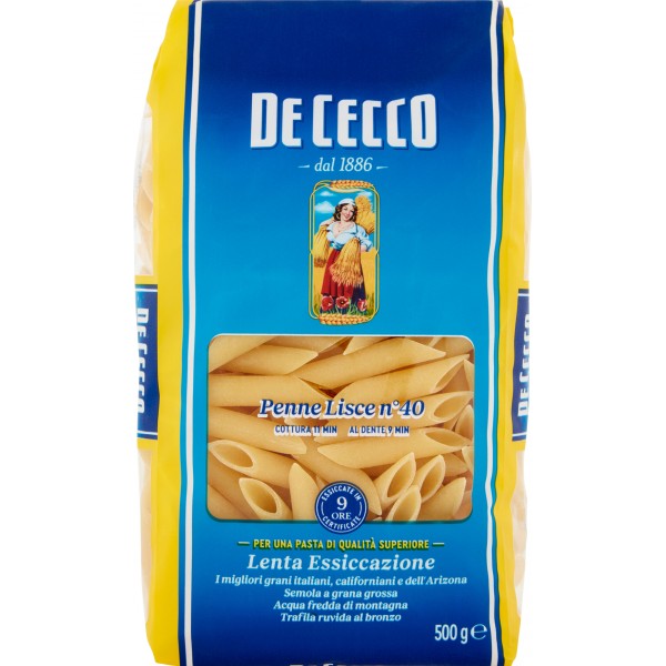 De Cecco Penne Lisce Pasta di Semola n.40 gr. 500