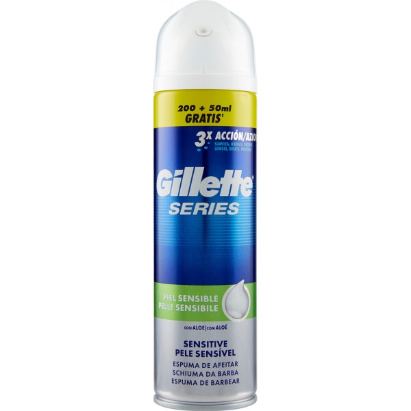 Gillette Series Pelle Sensibile Schiuma da Barba 200 ml + 50 ml Gratis