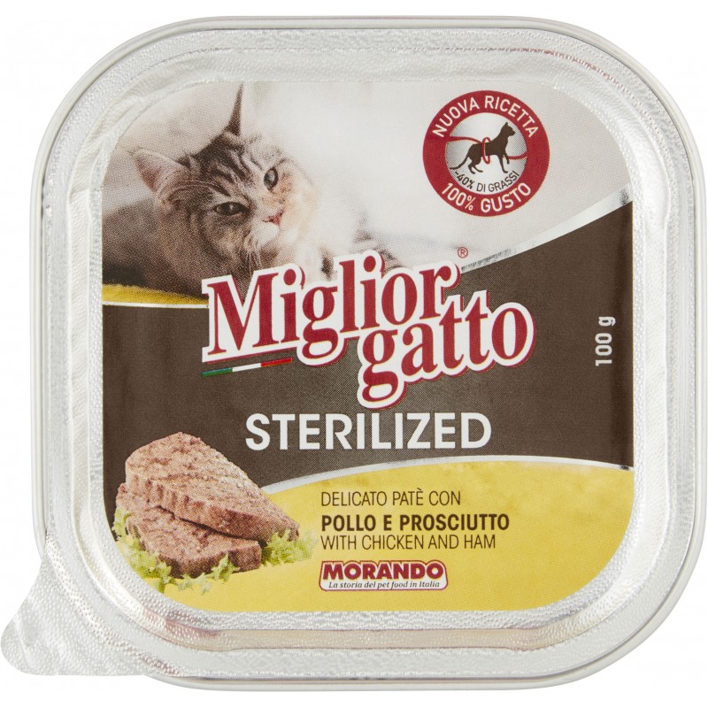 Migliorgatto Sterilized Delicato paté con pollo e prosciutto 100 gr. Migliorgatto Sterilized Delicato paté con pollo e prosciutto 100 gr.