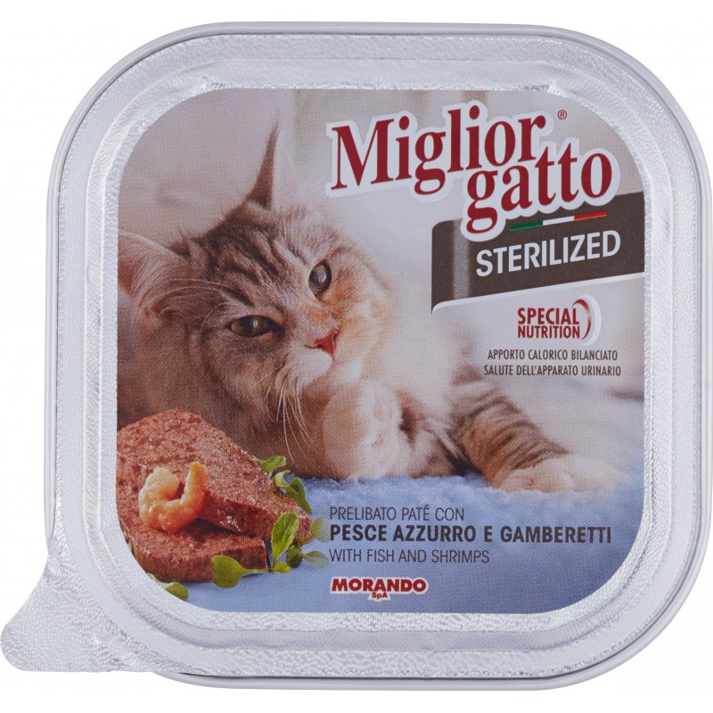 Migliorgatto Sterilized Prelibato paté con pesce azzurro e gamberetti 100 gr. Migliorgatto Sterilized Prelibato paté con pesce azzurro e gamberetti 100 gr.