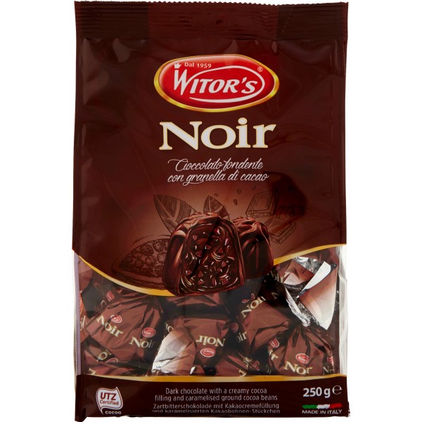 Witor's Noir Cioccolato fondente con granella di cacao 250 gr.