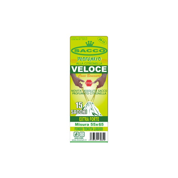 Bz sacco immondizia veloce citronella lt.28 cm.55x65