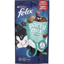 PURINA FELIX Party Mix Snack Gatto Ocean mix al gusto di salmone, merluzzo e trota busta 60 gr.