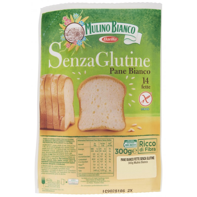 Mulino Bianco Pane Bianco Senza Glutine 300 Gr 14 Fette Mulino Bianco Pane Bianco Senza Glutine 300 Gr 14 Fette