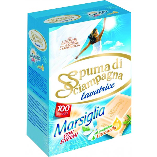 Spuma di Sciampagna detersivo Marsiglia 100 missurini kg.6,8