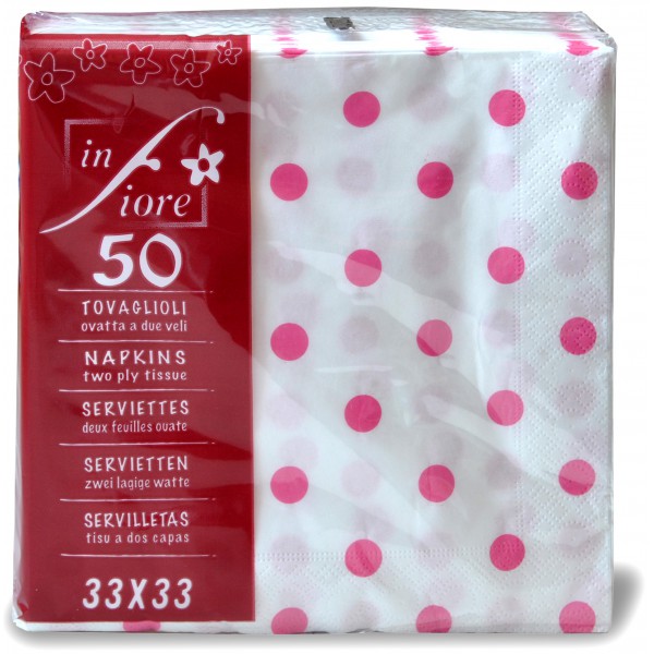 Infiore tovaglioli pois rosa x50 33x33