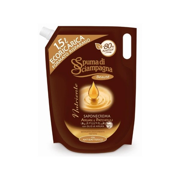 Spuma di Sciampagna Nutriente Saponecrema Argan e Patchouli Ecoricarica lt.1,5