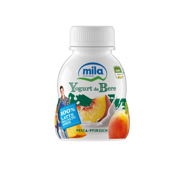 MILA Yogurt da bere pesca 200 ML 100% latte dell'Alto Adige. - Basko