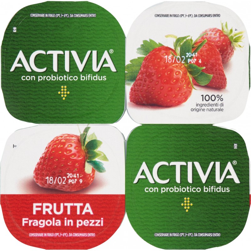 Danone Activia Yogurt Alla Frutta Gusto Fragola 4 Vasetti gr. 125