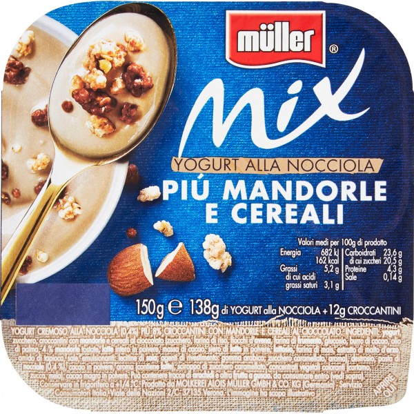 Yogurt nocciola + mandorle e cereali Mix Muller 150 gr.