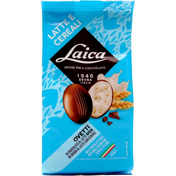 Ovetti cioccolato latte e cereali Laica Busta 120 gr.