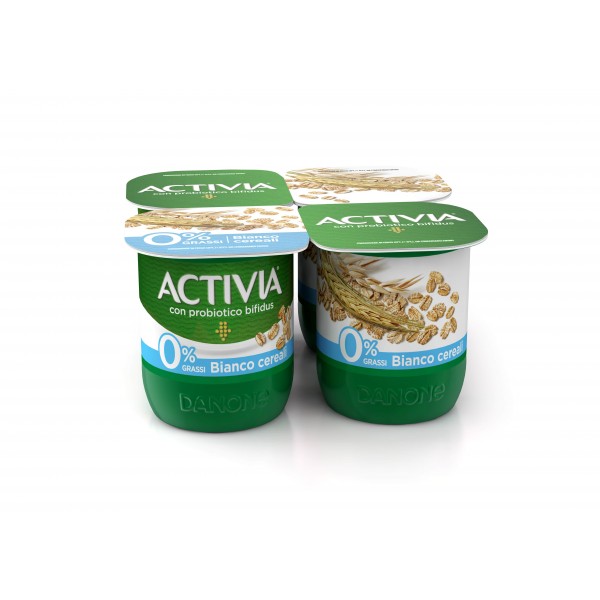 Danone Activia Yogurt Bianco E Cereali 0% Grassi 4 Vasetti gr.125