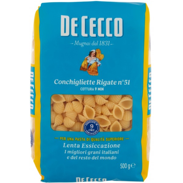 De Cecco Conchigliette Rigate Pasta Secca 500 Gr