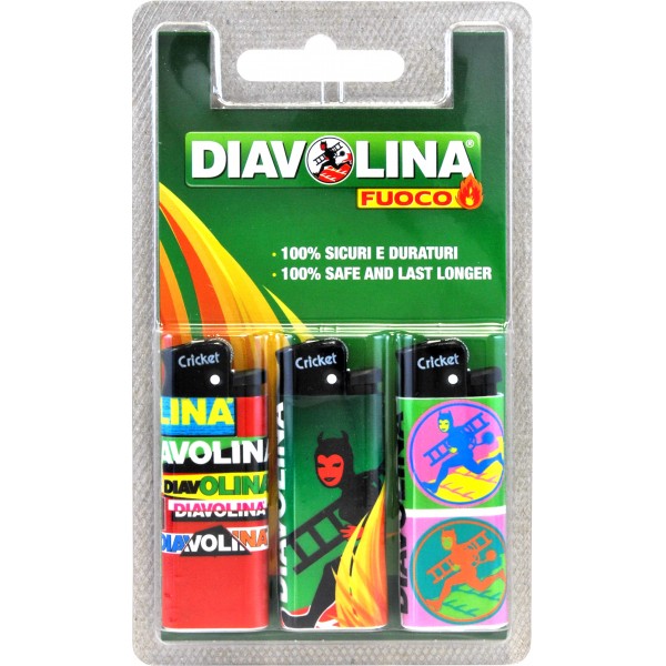 Diavolina accendini blister x3