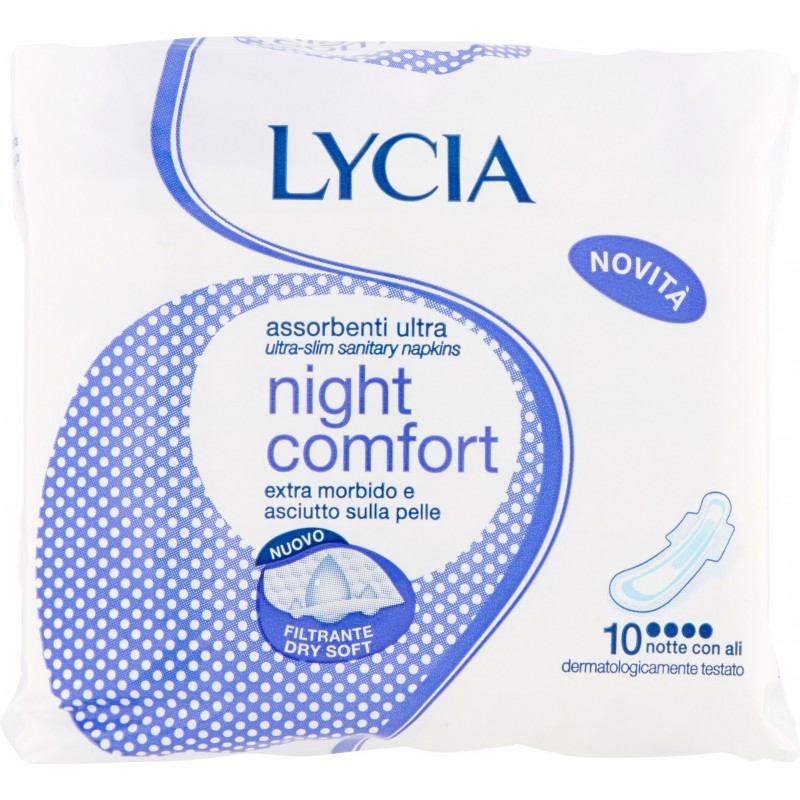 Lycia Assorbenti ultrasottili night comfort notte con ali 10 pezzi