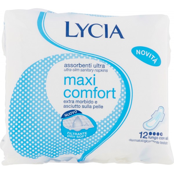 Lycia Assorbenti ultrasottili maxi comfort lungo con ali 12 pezzi A