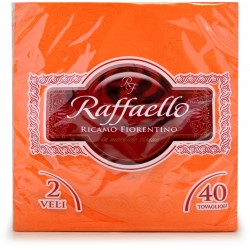 Raffaello tovaglioli ricamati fiore arancio pz.40