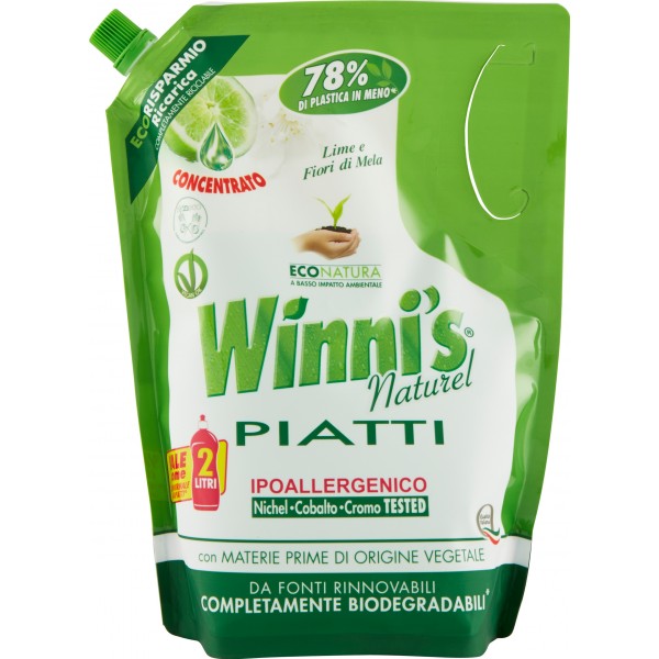 Winni's Naturel Detersivo Per Piatti Ricarica Lime Fiori Di Mela lt. 1