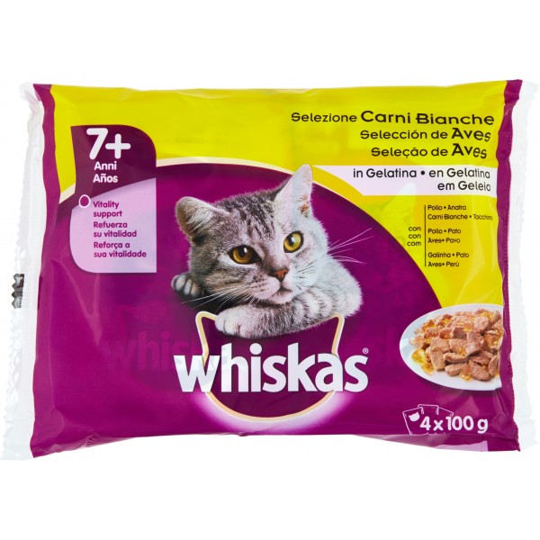 Whiskas 7+ Selezione Carni Bianche in Gelatina 4 x 100 gr.