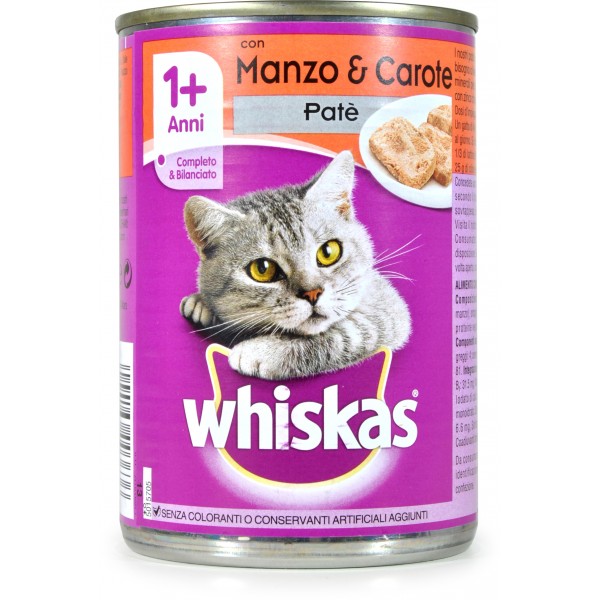 Whiskas patè manzo e carote gr.400