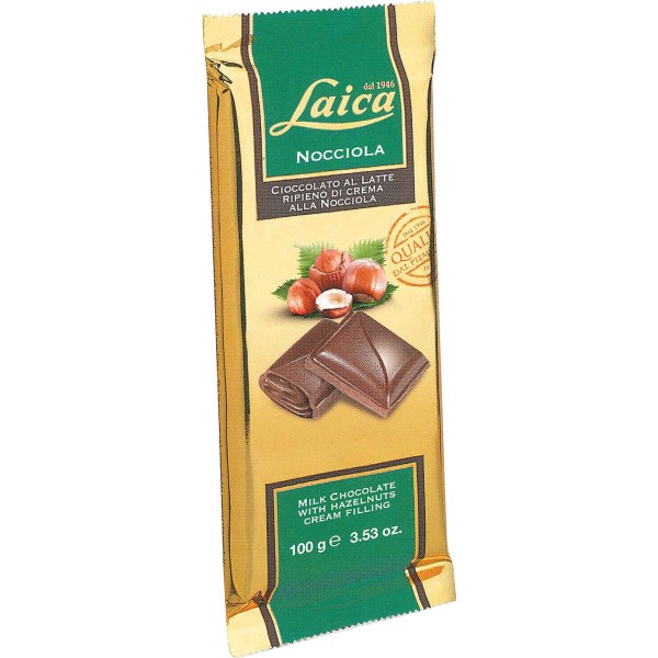 Laica tavoletta di cioccolato al latte ripiena di crema alla nocciola gr.100