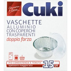 Cuki Conserva e Cuoce Vaschette alluminio con coperchi trasparenti 1porzione - 15 pz (T21)