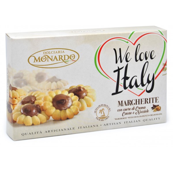 Monardo biscotti margherite con cuore di cacao e nocciola gr.130