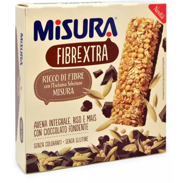 Misura Barretta Fibrextra Avena Integrale, Riso e Mais con Cioccolato  Fondente 3 x 27 gr.