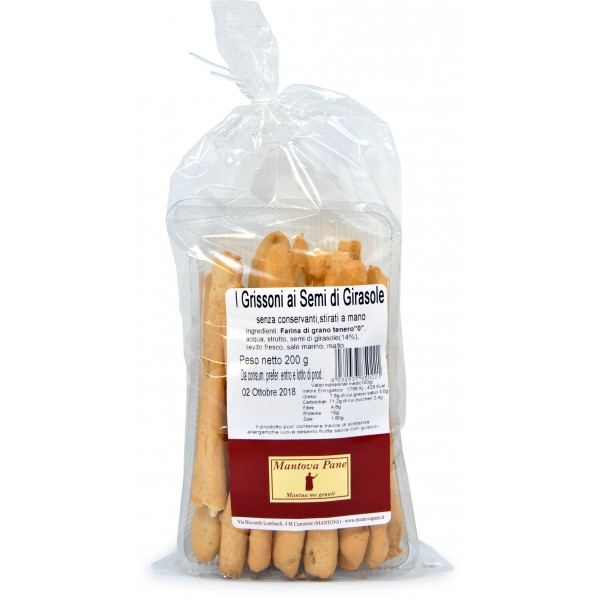 Mantova pane grissoni con semi di girasole gr.200 Mantova pane grissoni con semi di girasole gr.200