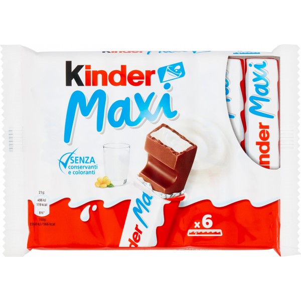 Kinder Maxi Barrette Cioccolato E Latte Conf. da 6