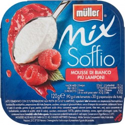 Müller Mix Soffio Mousse di Bianco Più Lamponi 120 gr.
