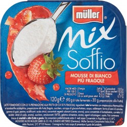 Müller Mix Soffio Mousse di Bianco Più Fragole 120 gr.