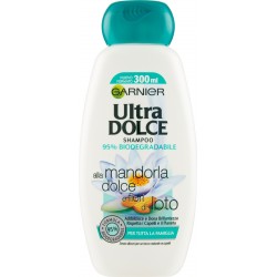 Garnier Ultra Dolce Shampoo alla Mandorla e Fiori di Loto, senza parabeni, coloranti, siliconi 300 ml.