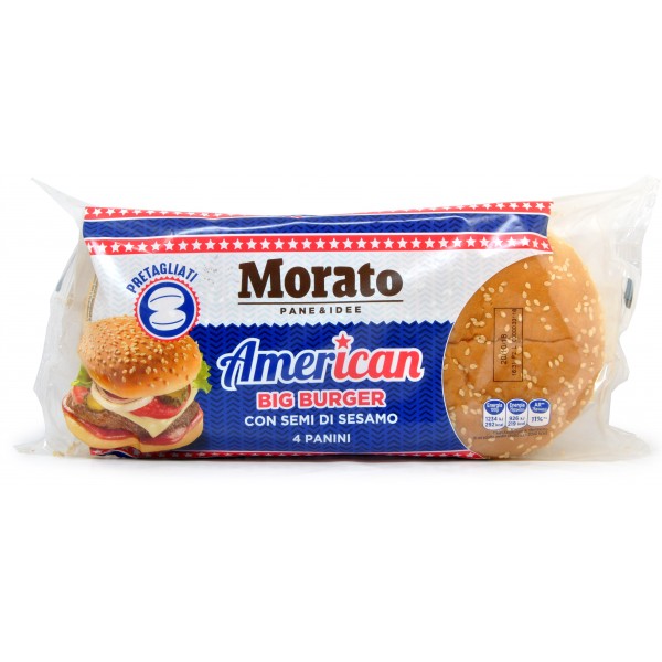 Morato American Big Burger Pane Morbido Per Hamburger Con Sesamo 4 pz