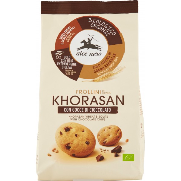 Alce nero Frollini di Grano Khorasan con Gocce di Cioccolato Bio 300 gr.