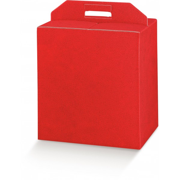 Scatola panettone+bottiglia pelle rossa cm.28x20x35 Scatola panettone+bottiglia pelle rossa cm.28x20x35