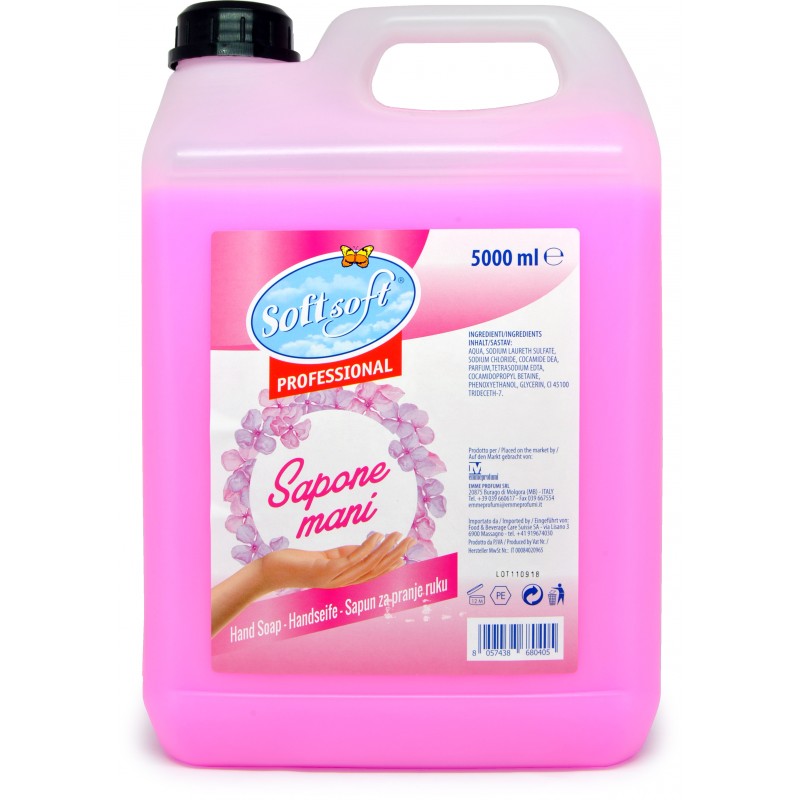 Soft Soft sapone liquido per mani rosa tanica lt.5