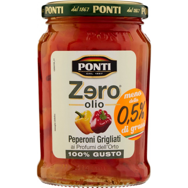 Ponti Zero olio Peperoni Grigliati ai Profumi dell'Orto 290 gr. Ponti Zero olio Peperoni Grigliati ai Profumi dell'Orto 290 gr.