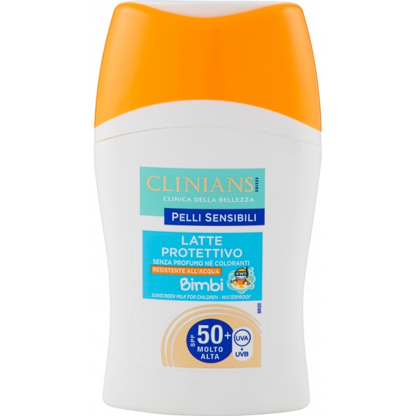 Clinians Pelli Sensibili Latte Protettivo Bimbi SPF 50+ Molto Alta 150 mL. Clinians Pelli Sensibili Latte Protettivo Bimbi SPF 50+ Molto Alta 150 mL.