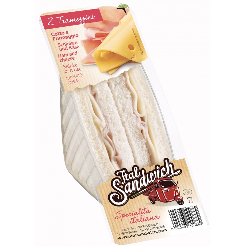 Ital Sandwich Tramezzino Con Prosciutto Cotto E Formaggio CIcalia
