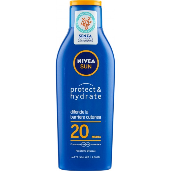 Nivea Sun protect & hydrate Latte Solare FP 20 Media 200 ml. Nivea Sun protect & hydrate Latte Solare FP 20 Media 200 ml.