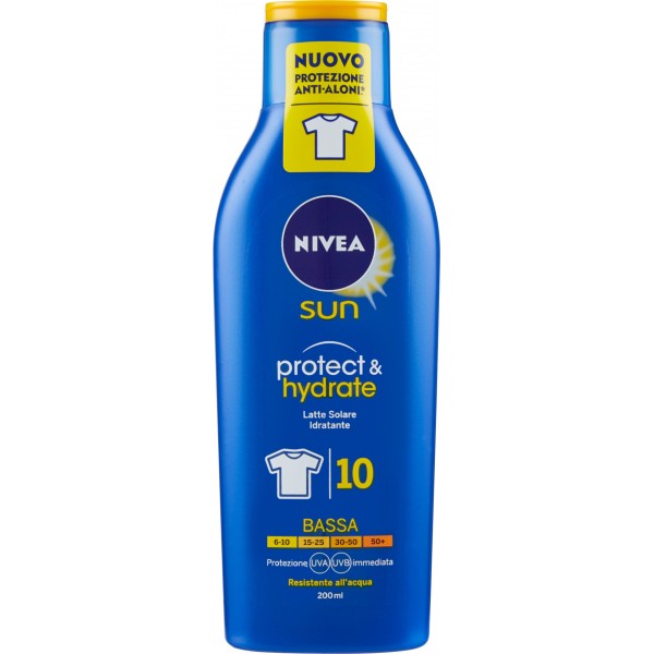 Nivea Sun protect & hydrate Latte Solare FP 10 Bassa 200 ml. Nivea Sun protect & hydrate Latte Solare FP 10 Bassa 200 ml.