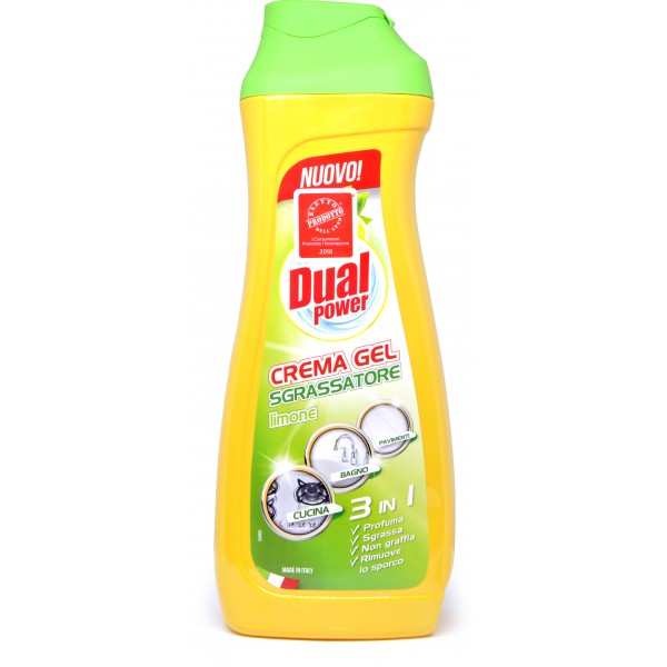 Dual Power Crema Gel Sgrassatore Limone 3 in 1 cucina, bagno, pavimenti ml.700