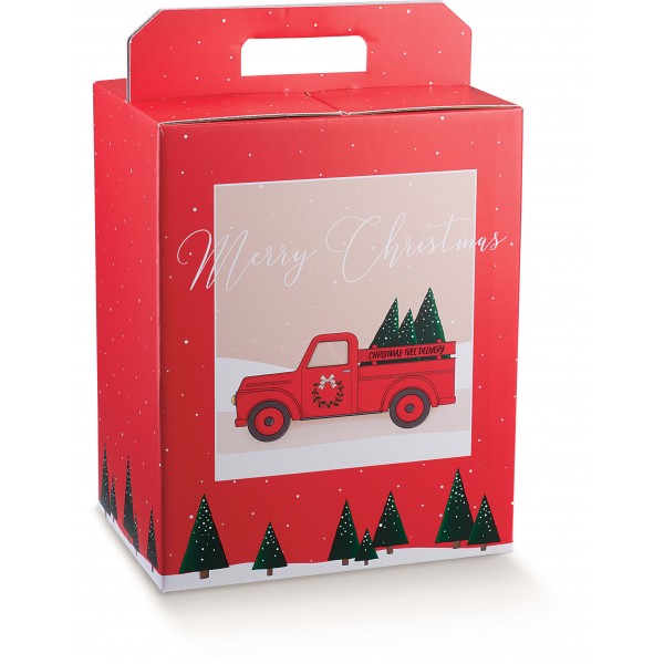 Scatola panettone + bottiglia cm.28x20x35 red pickup