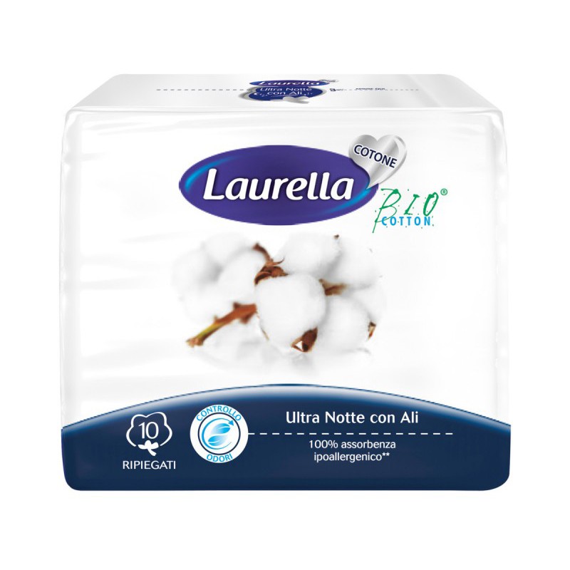 Laurella bio cotone ultra notte con ali pezzi 10 Laurella bio cotone ultra notte con ali pezzi 10